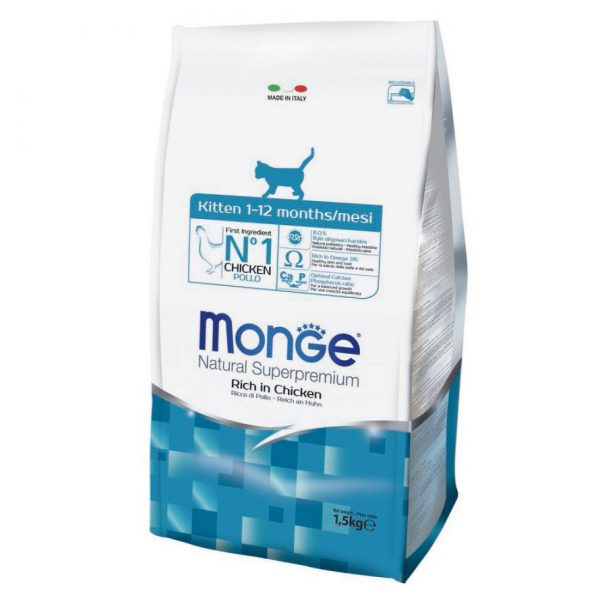 غذای خشک بچه گربه مونژه سوپر پرمیوم Monge Natural Super Premium Kitten